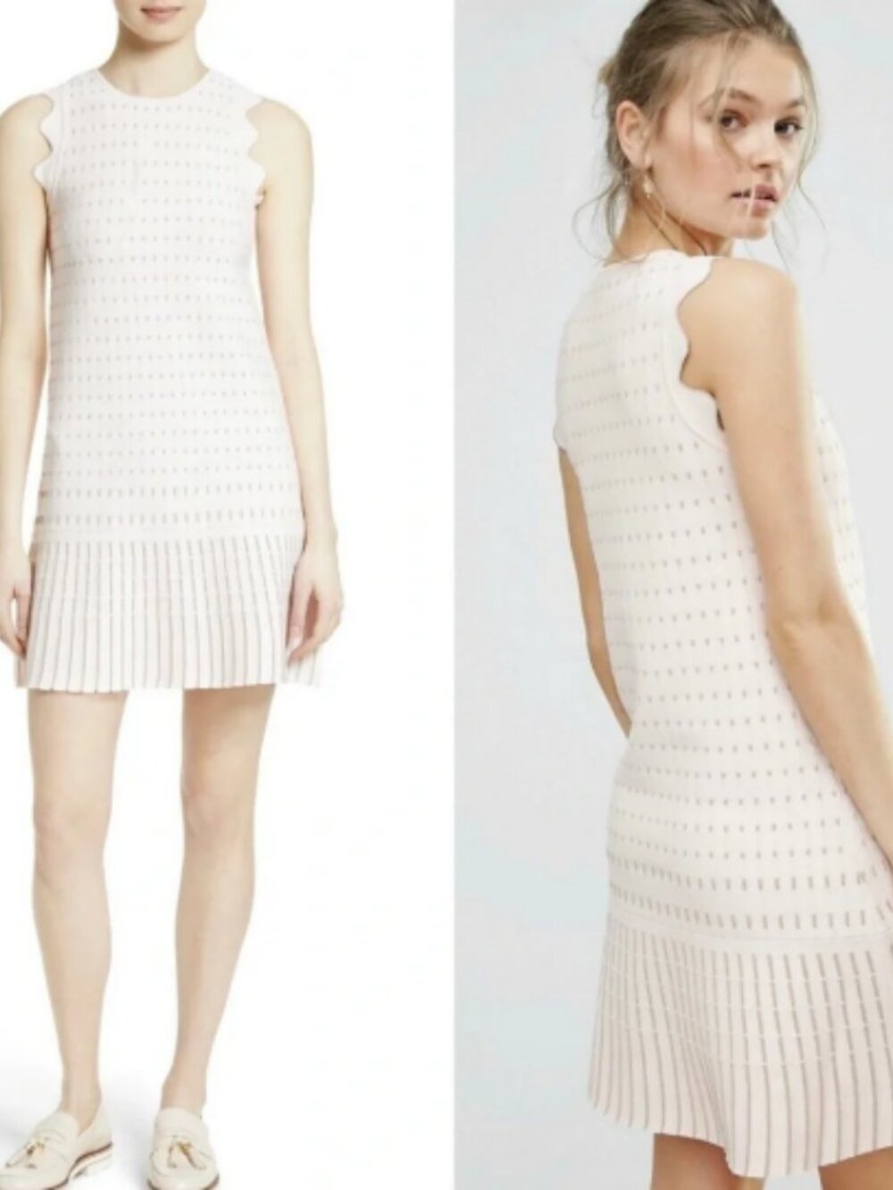 TED BAKER London White & Gold Mini Relia Dress